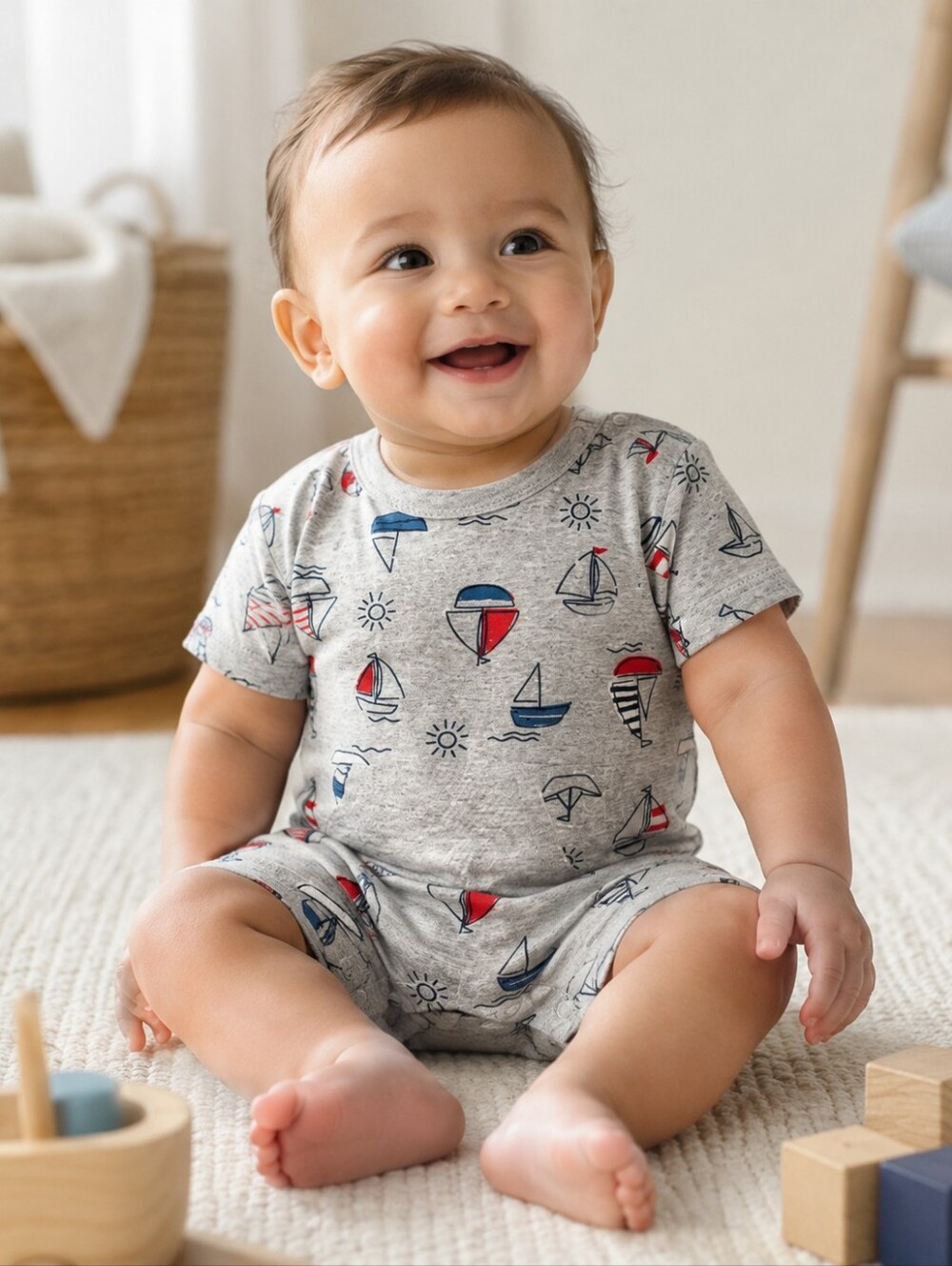 ✨ Garanimals Baby Nautical Sailboat Romper – Size 6–9 Months ✨
